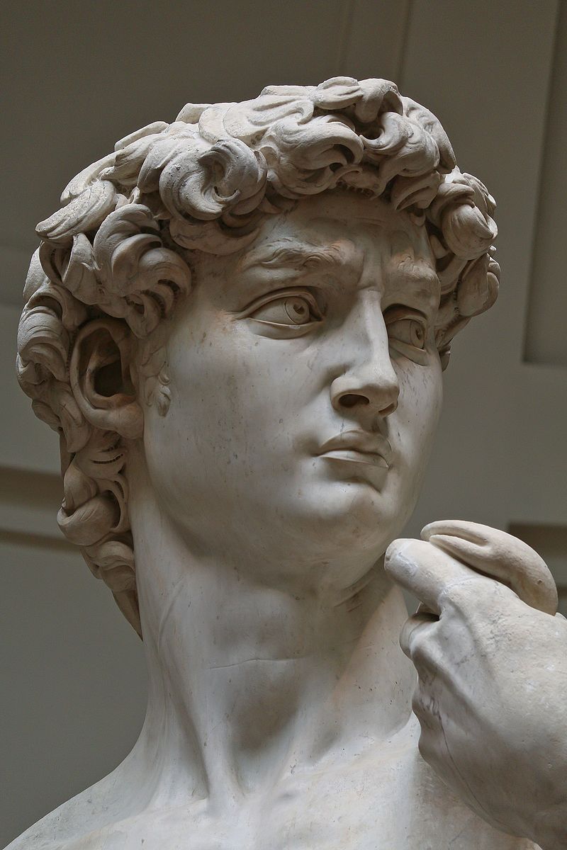 米开朗基罗的大卫像是文艺复兴的代表作,由白色大理石制成.