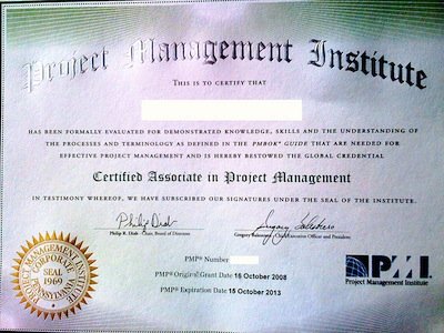 PMI颁发的PMP证书