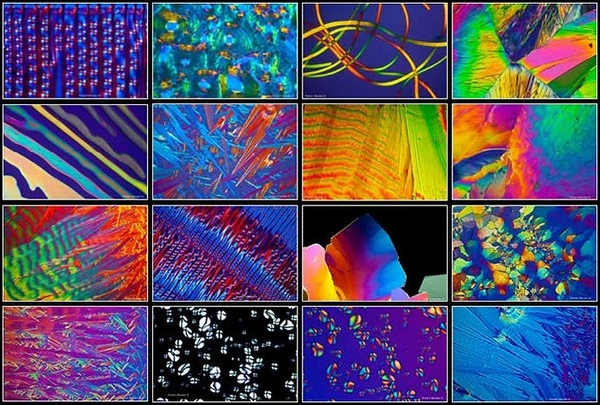 显微镜下万花筒般的色彩，或许只有外太空星系能够与之相媲美。图为显微镜下的晶体图像。