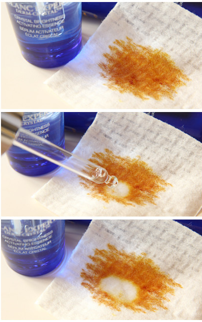 将碘酒滴到化妆棉上，也能完成这个“测试”，道理相同。图片来自网络。