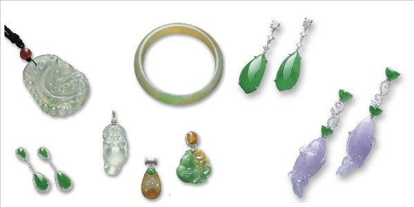 这些不同颜色宝石制成的饰品，所用的材质都是翡翠。（图片来源：sothebys.com ）